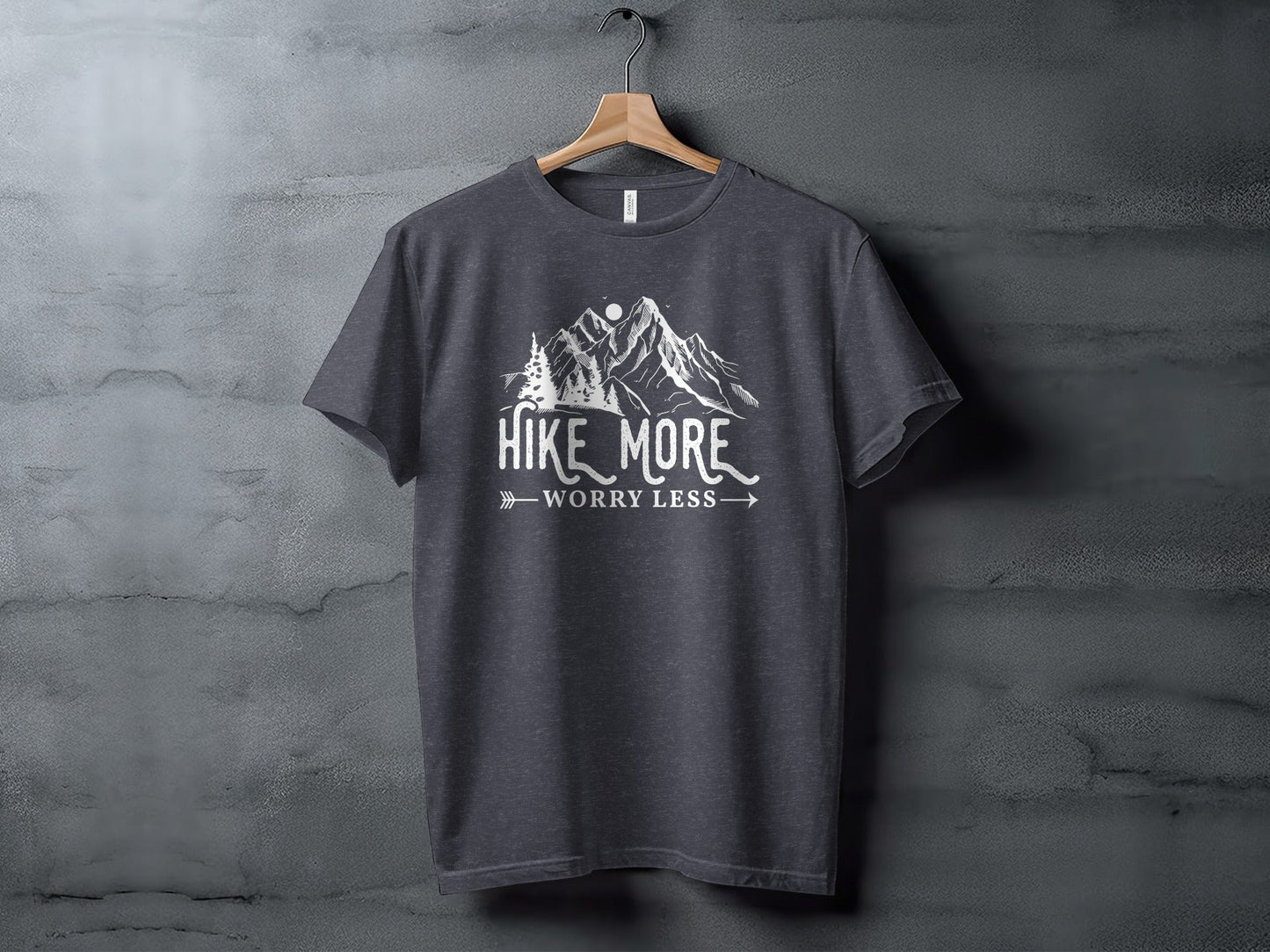 Hike More Worry Less Mountains Graphic Image T-Shirt