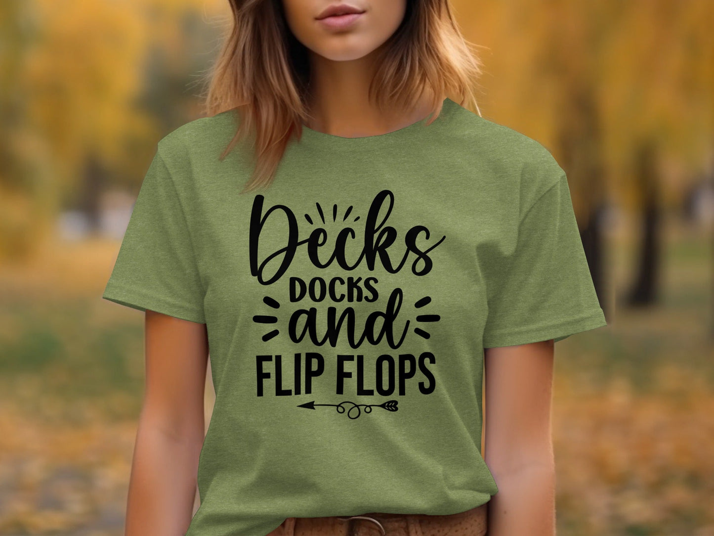 Decks Docks And Flip Flops Arrow Summer Funny T-Shirt
