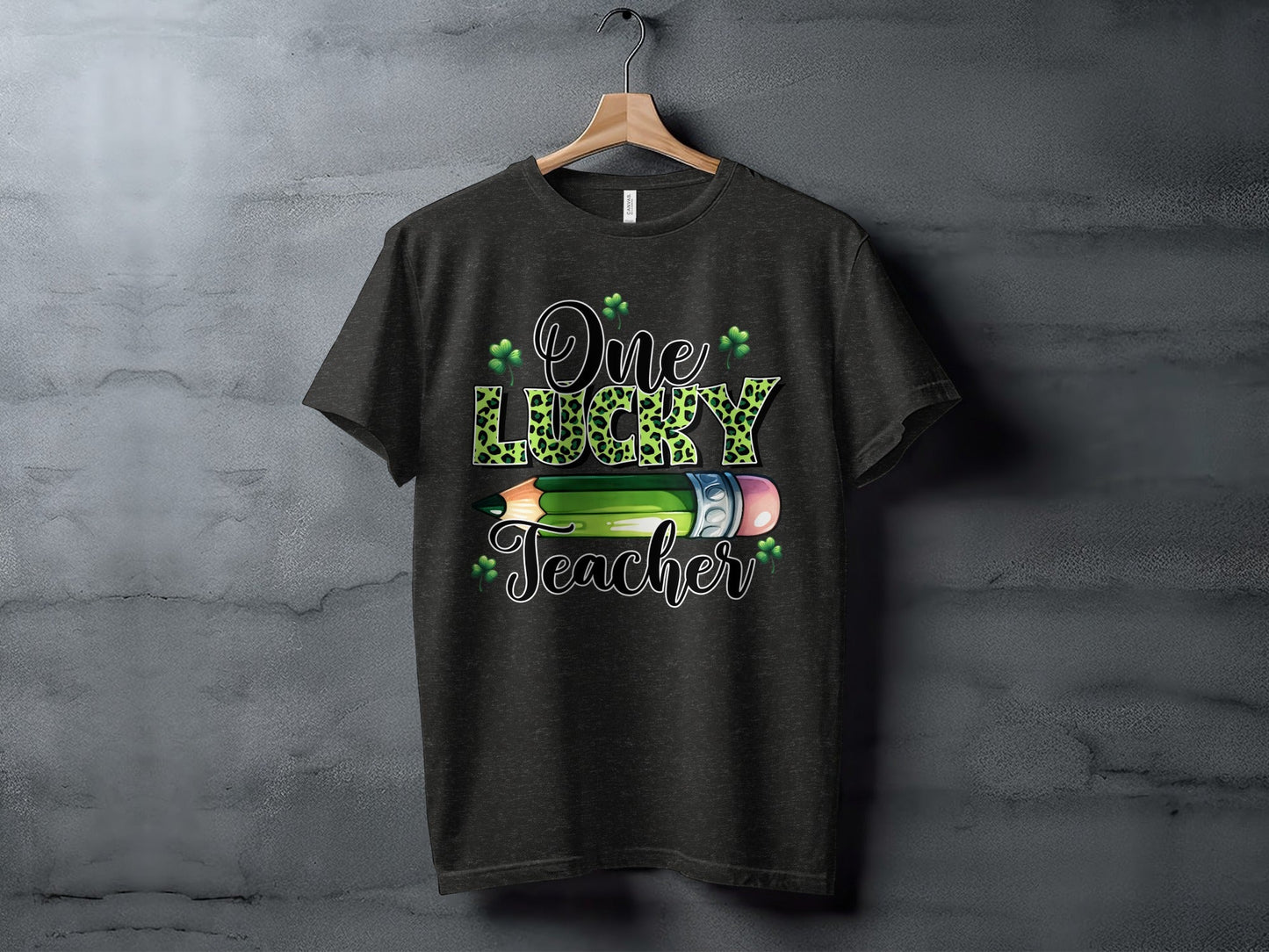 One Lucky Teacher With Pencil Illustration Design T-Shirt