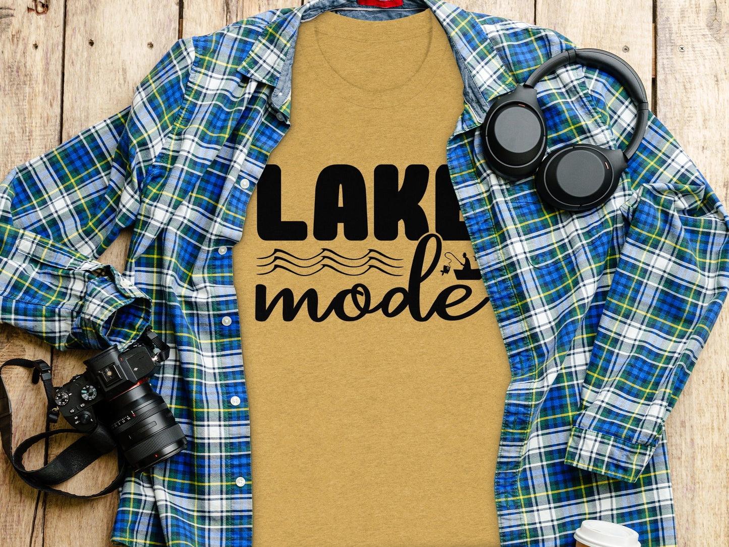 Lake Mode With Fishing Design Graphic Great Outdoors T-Shirt