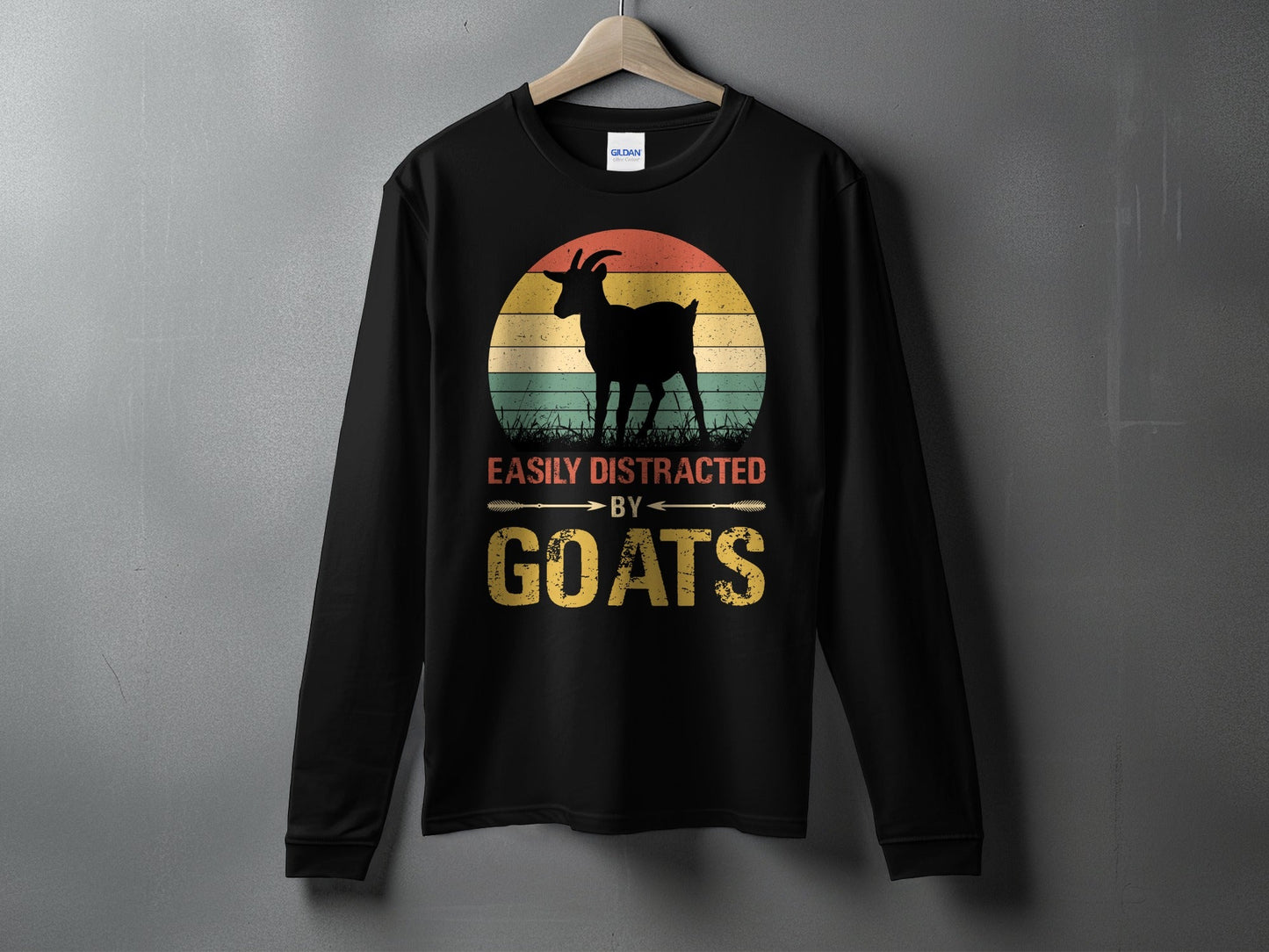 Easily Distracted by Goats Design Graphic T-Shirts Long Sleeve T-shirt
