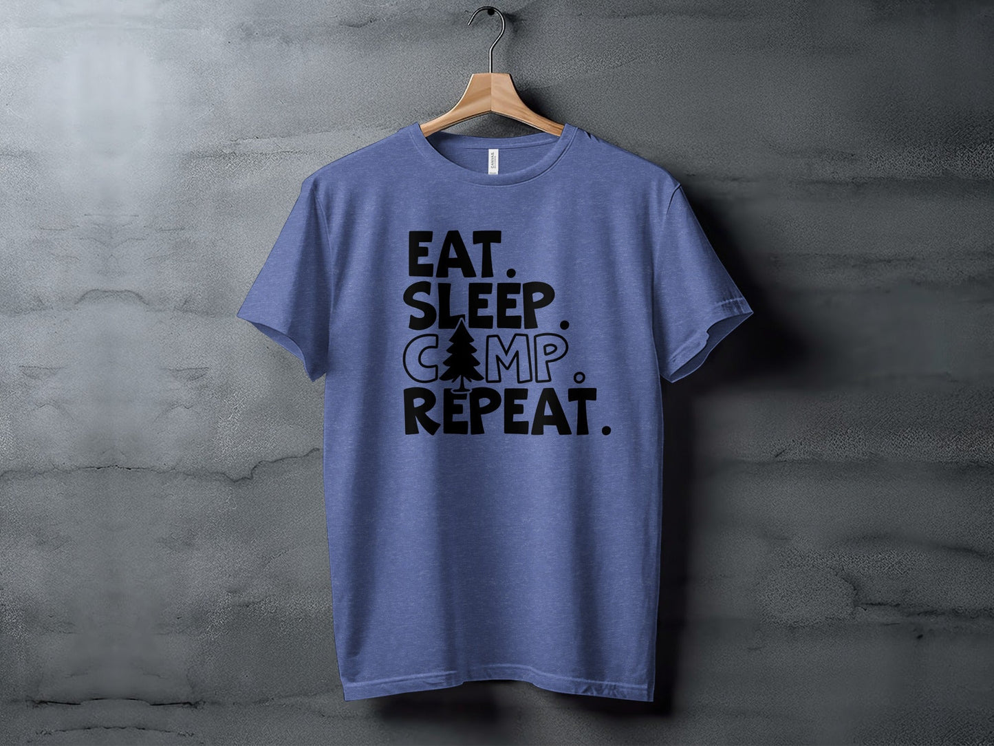 Eat Sleep Camp Repeat With Pine Tree Graphic T-Shirt