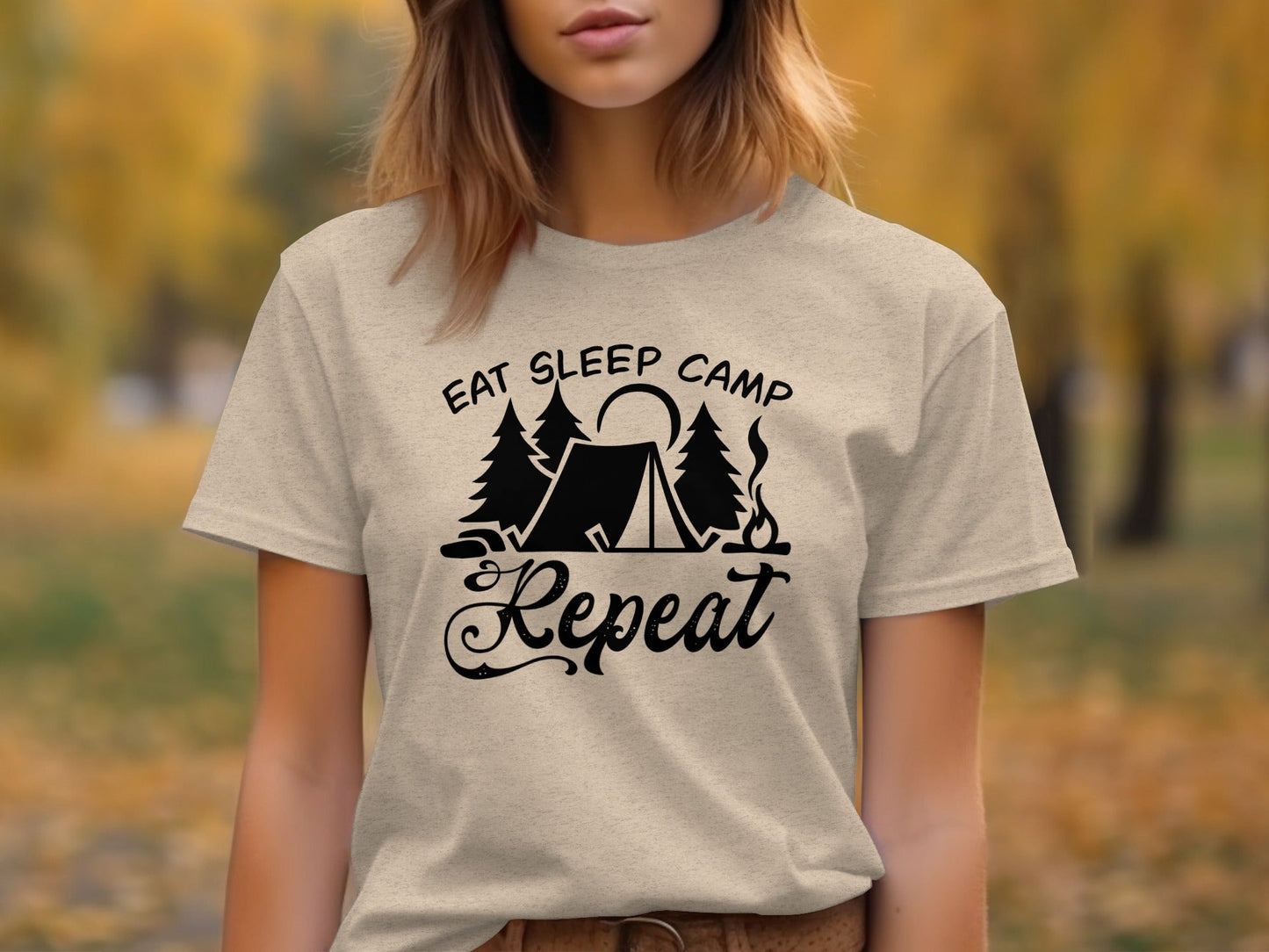 Eat Sleep Camp Repeat Adventure Graphic Camping T-Shirt