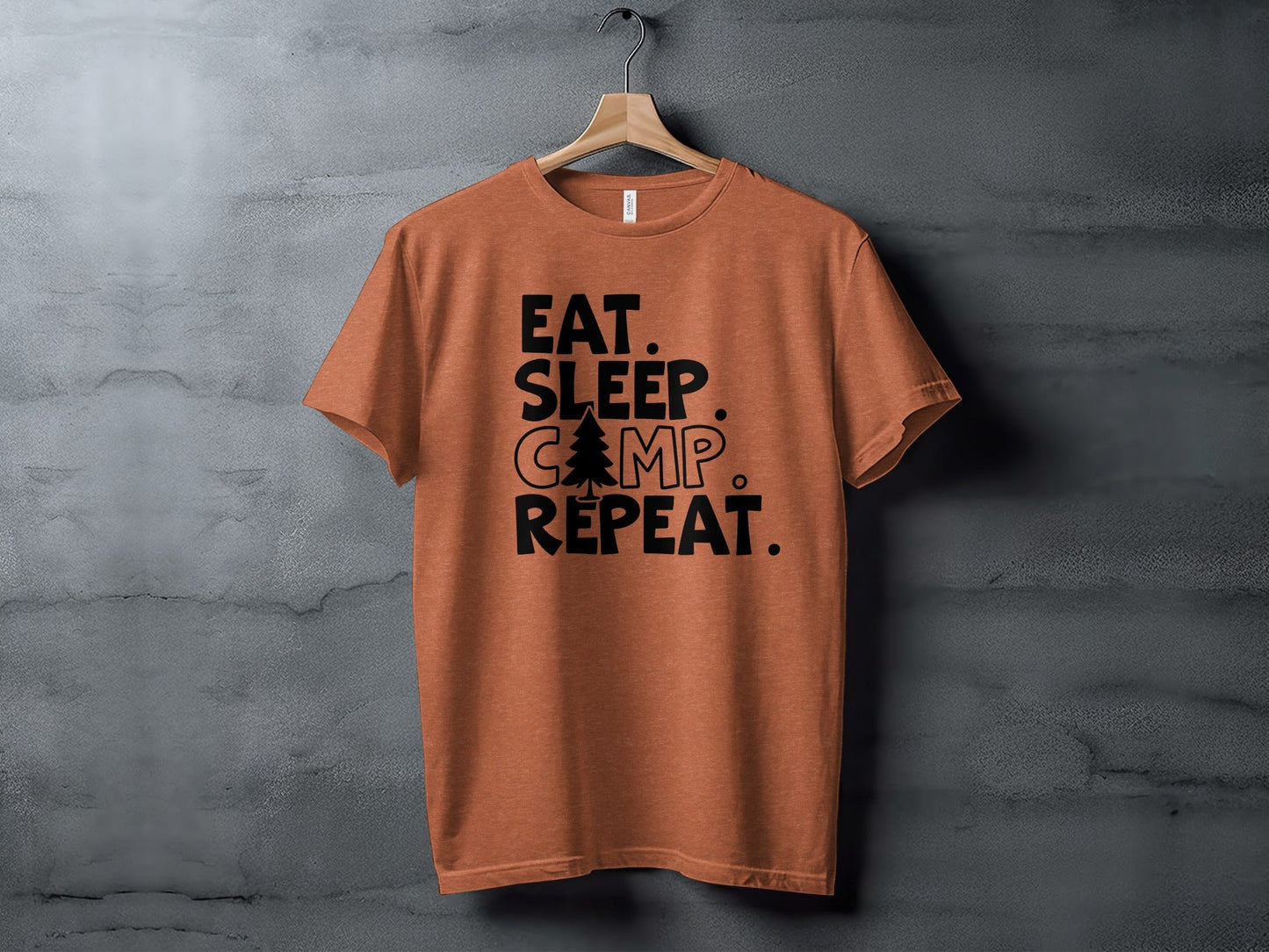Eat Sleep Camp Repeat With Pine Tree Graphic T-Shirt