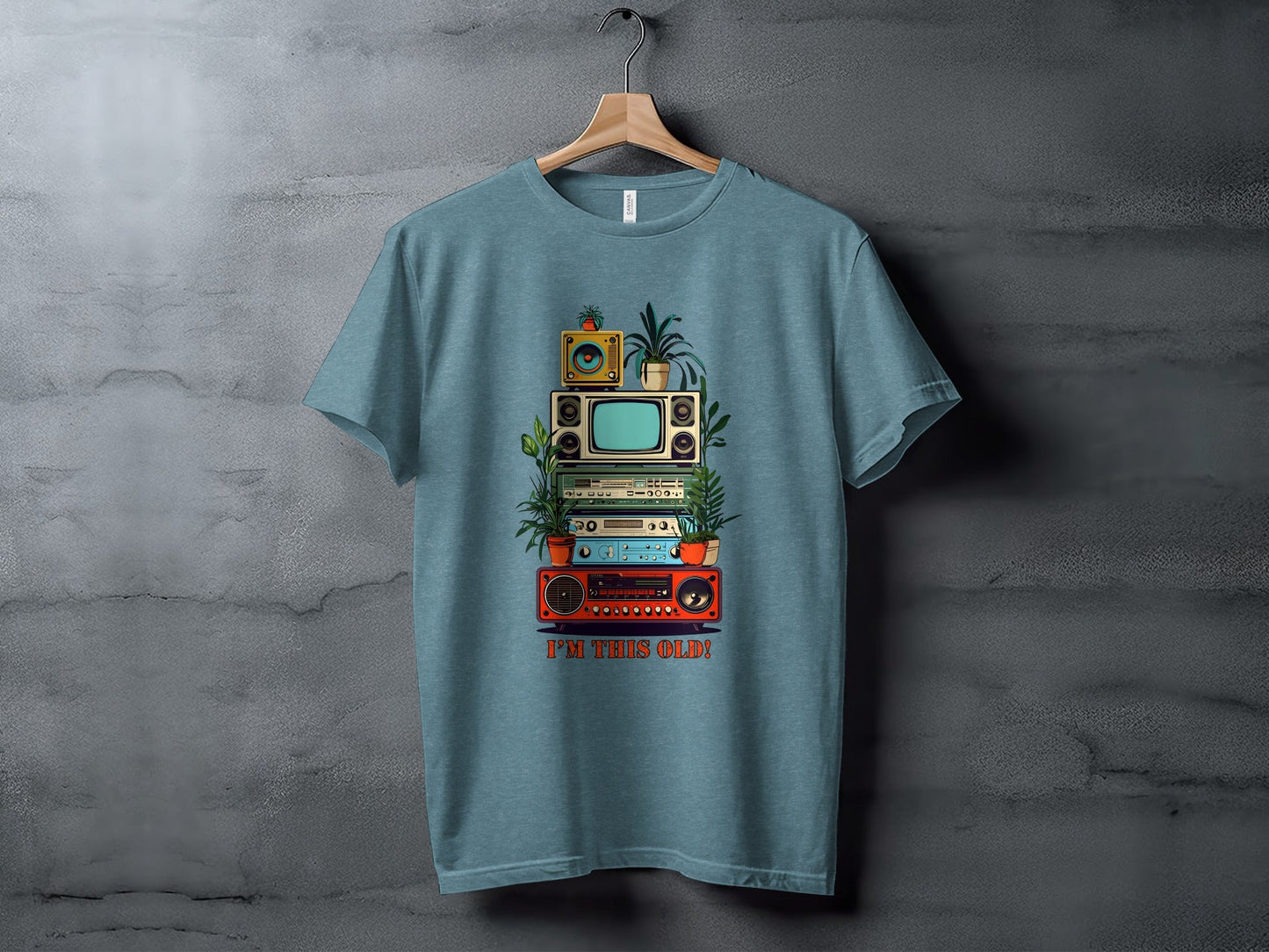 I'm This Old Electronics Tower With Plants Graphic T-Shirt