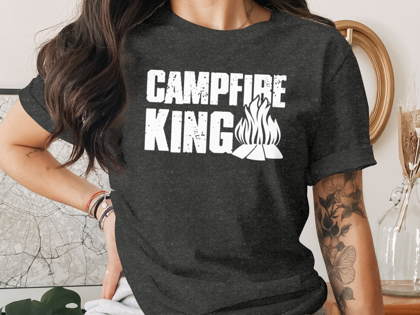 Campfire King Flames Graphic Outdoors Adventure T-Shirt