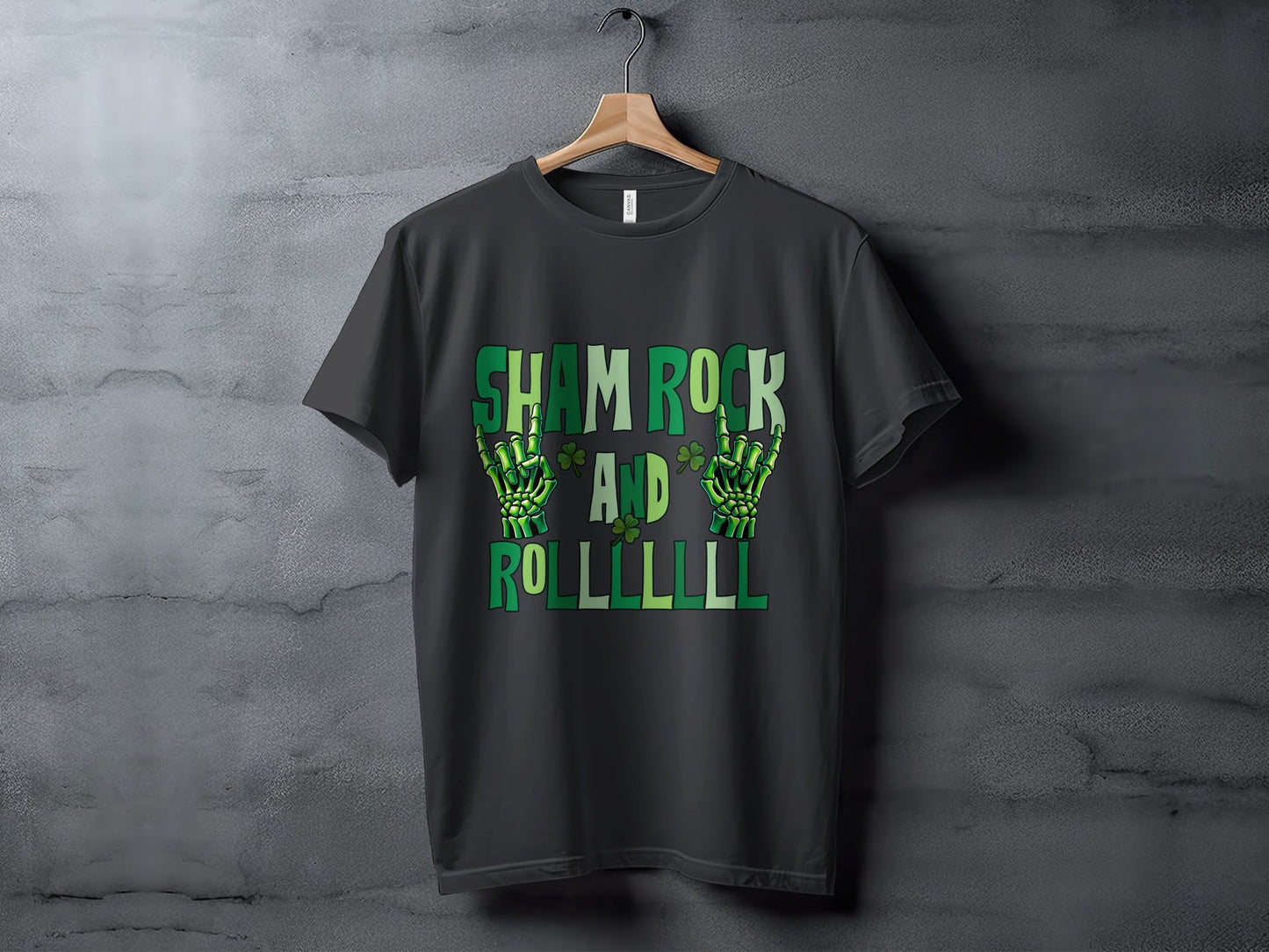 Shamrock and Roll T-Shirt, St Patricks Day T-Shirt, Skeleton Hand T-Shirt, Lucky Clover T-Shirt, Irish T-Shirt, Funny St Patricks Day