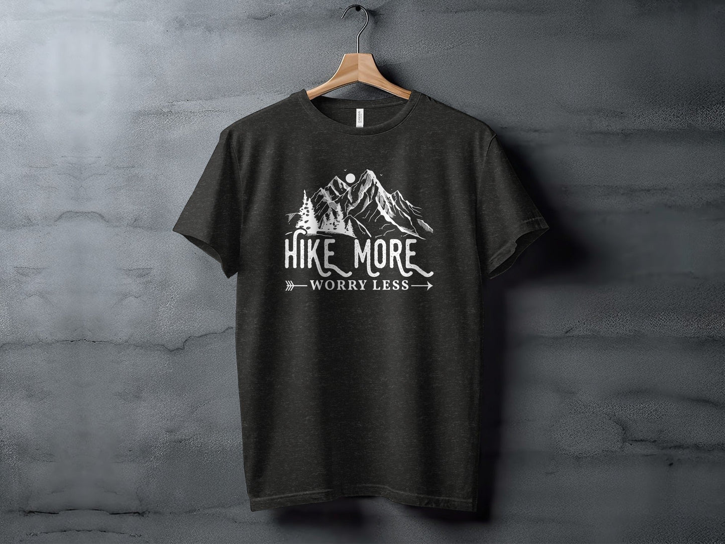 Hike More Worry Less Mountains Graphic Image T-Shirt
