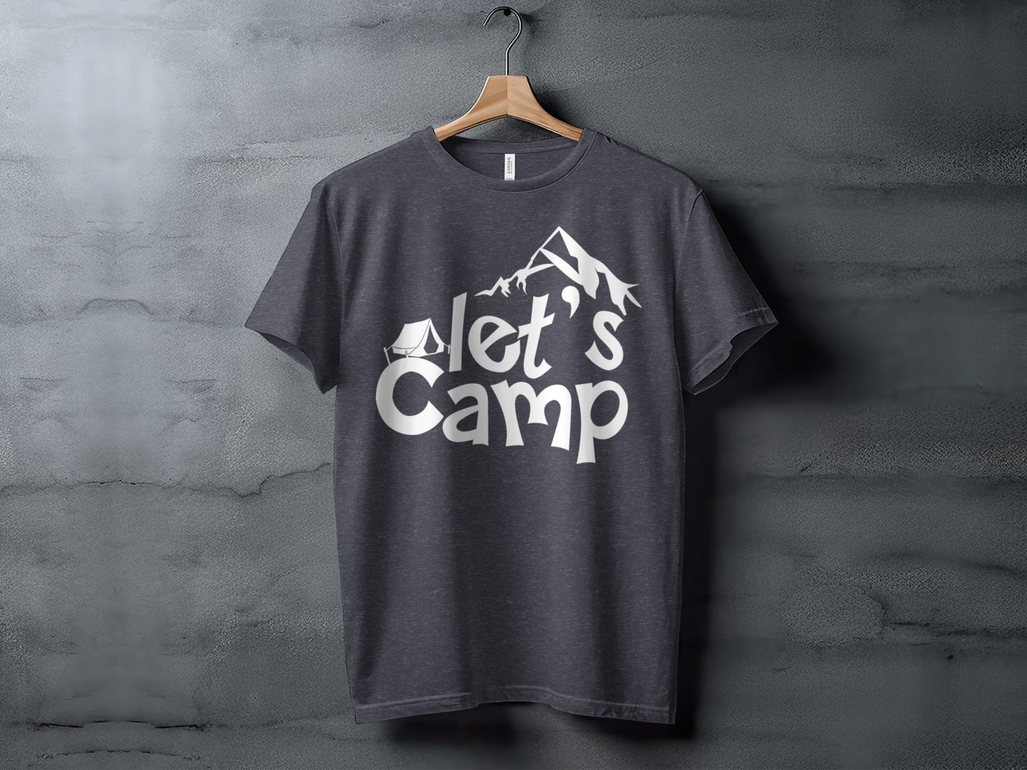Lets Camp Tent With Mountain T-Shirt