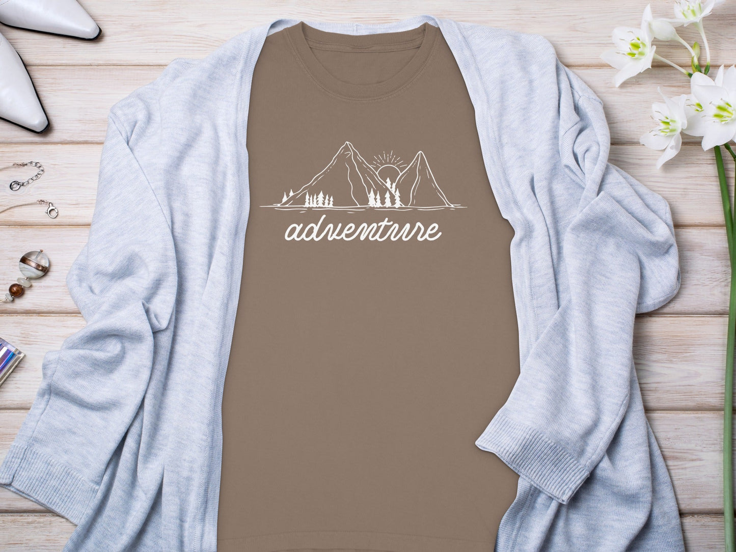 Adventure Awaits Mountains and Sunshine Graphic Long Sleeve T-Shirt