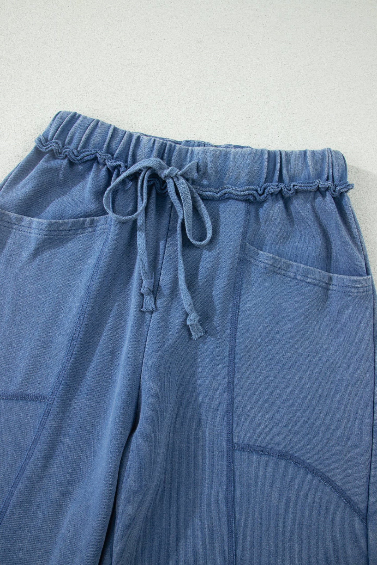 Ashleigh Blue Mineral Wash Drawstring Retro High Waist Wide Leg Western Pants