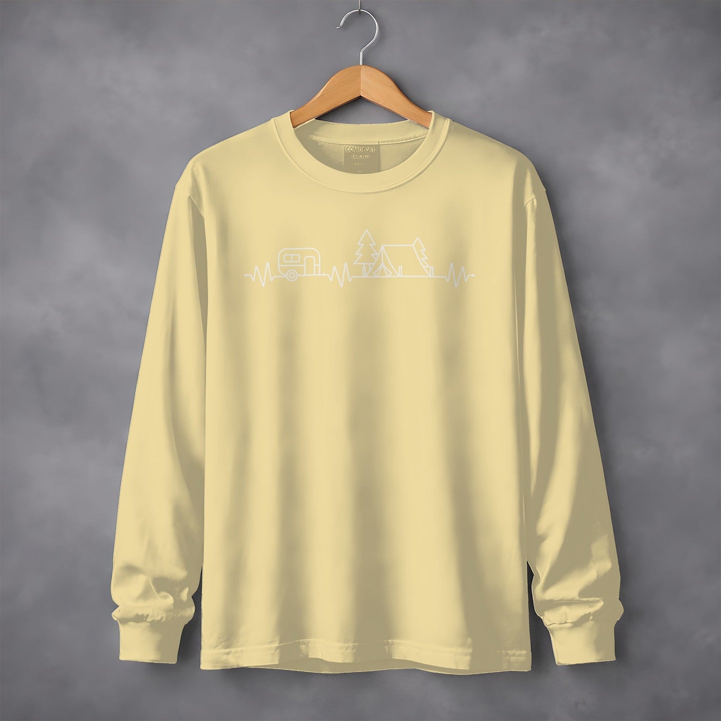 Camping Heartbeat Caravan Tent Adventure Time Long Sleeve T-Shirt