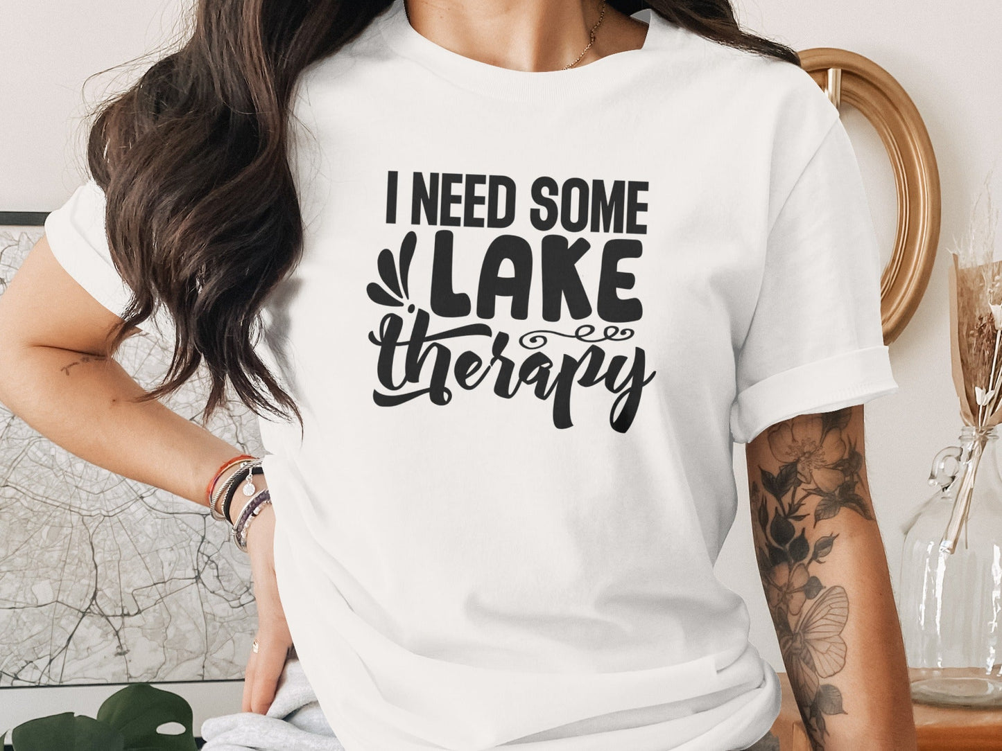 I Need Some Lake Therapy Relaxing Lake Scene T-Shirt