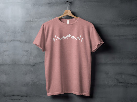 Mountain Heartbeat Line Illustration Graphic Design T-Shirt
