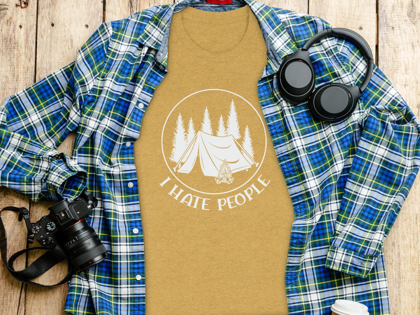 I Hate People Camping Tent Trees Graphic Illustration T-Shirt
