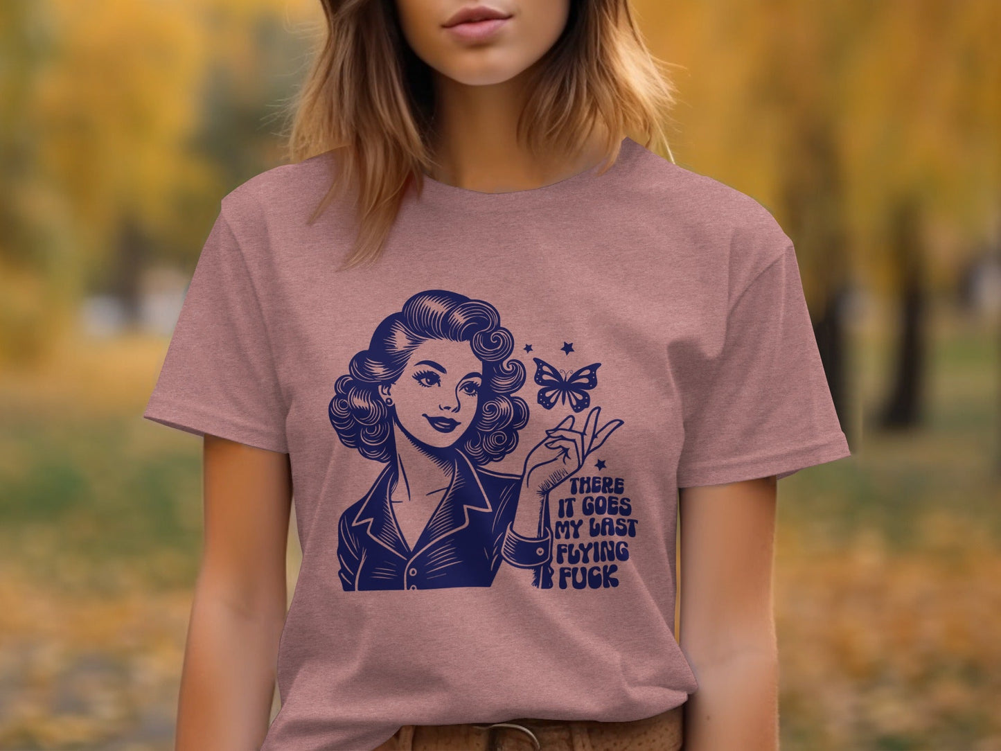Retro Girl Butterfly Last Flying F Word Phrase T-Shirt