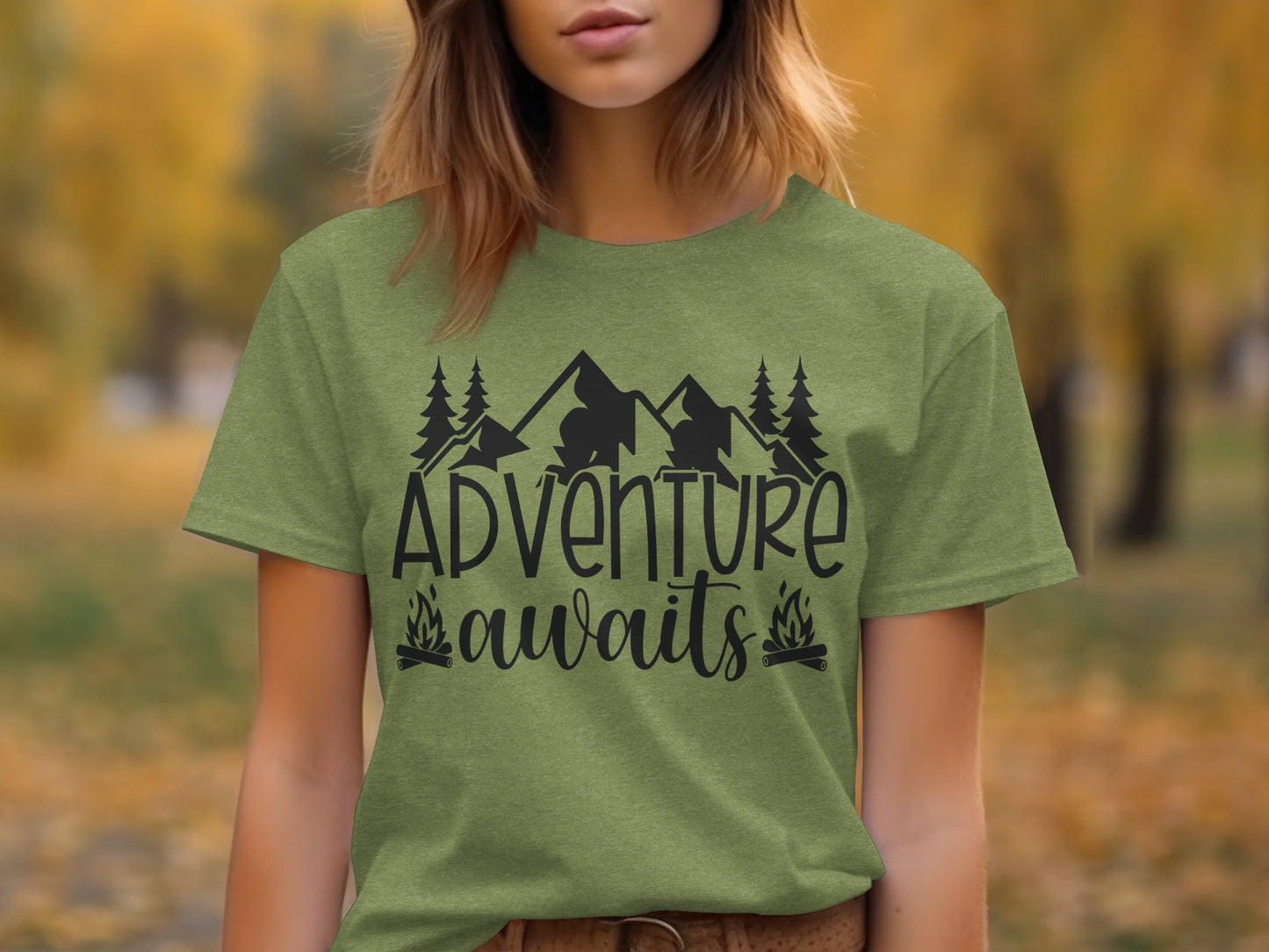 Adventure Awaits with Mountains and Campfires T-Shirt