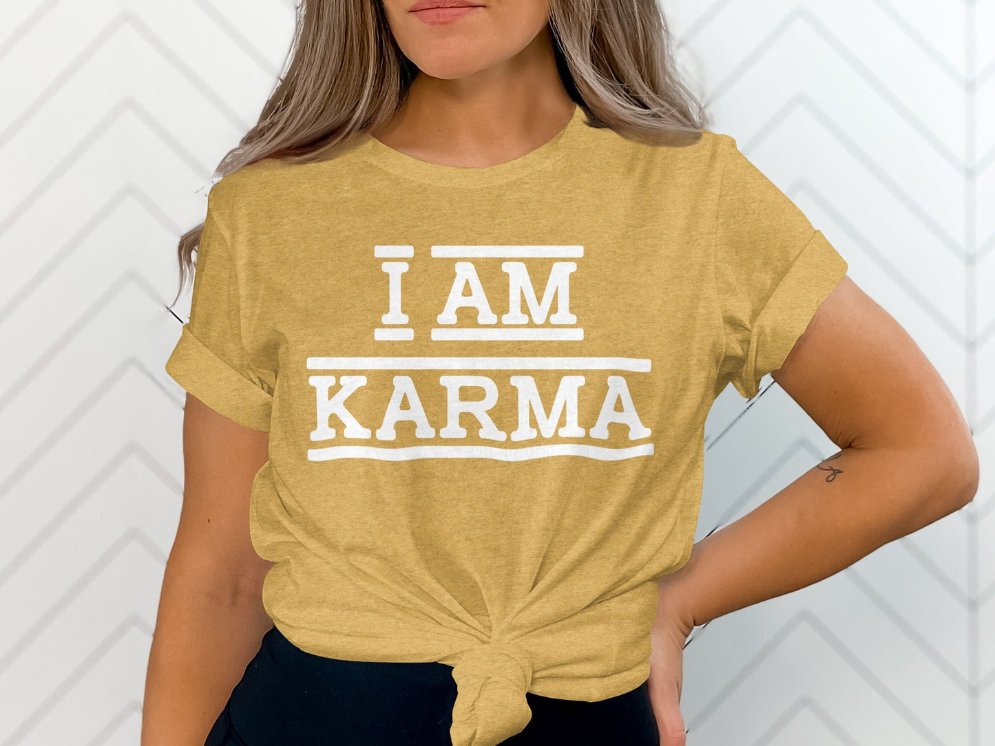 I AM Karma Bold Statement Black and White T-Shirt