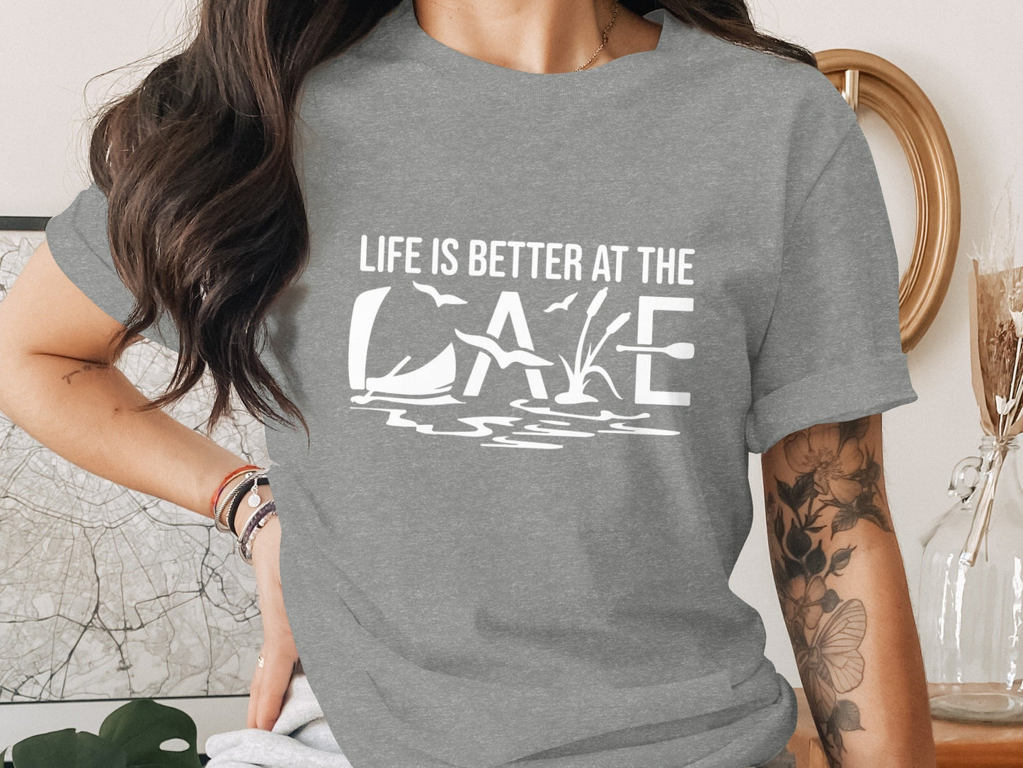 Life Is Better At The Lake Design Graphic Tee T-Shirt