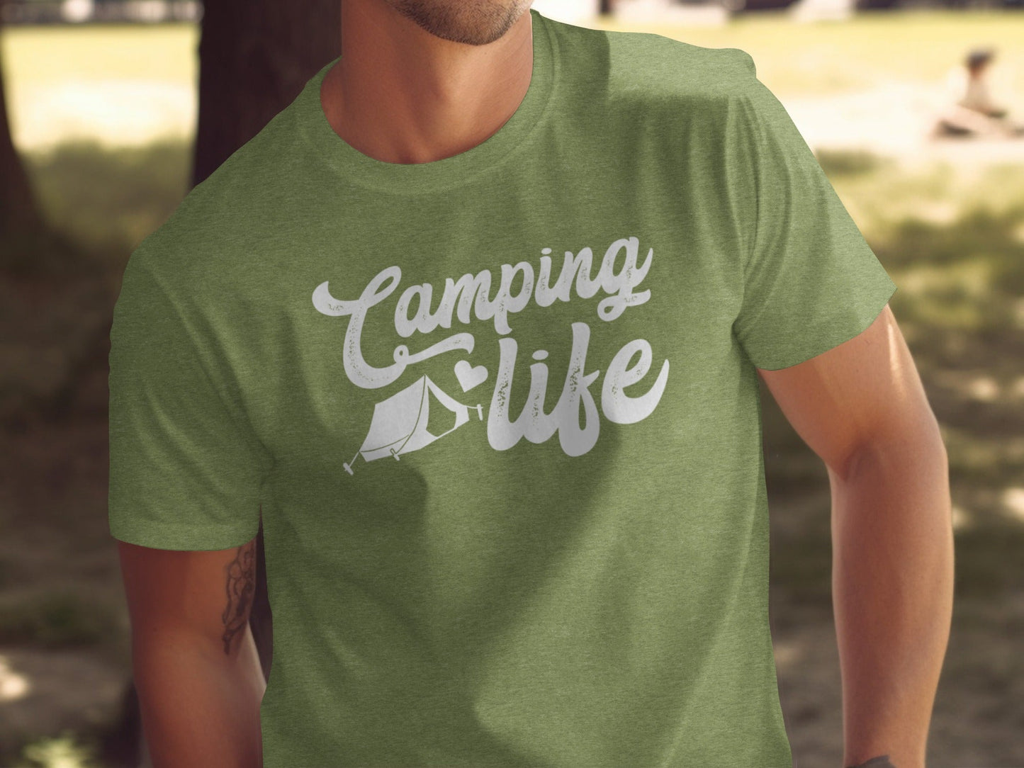 Camping Is Life With Tent And Heart Design T-Shirt