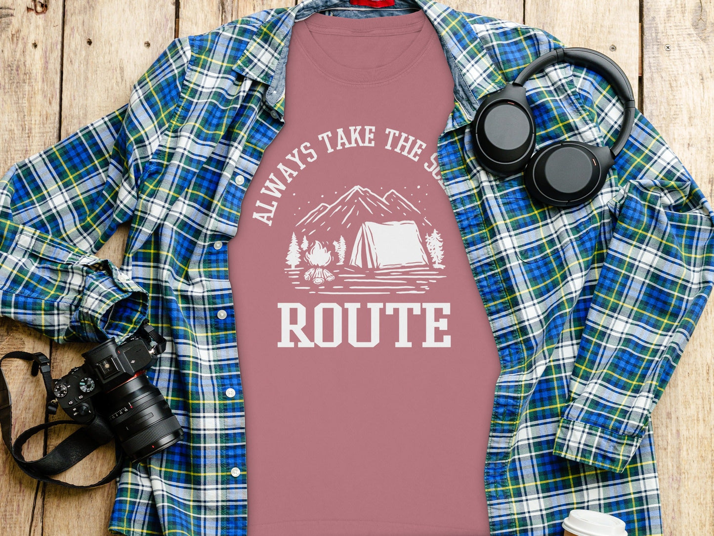 Always Take The Scenic Route Camping Adventure Long Sleeve T-Shirt