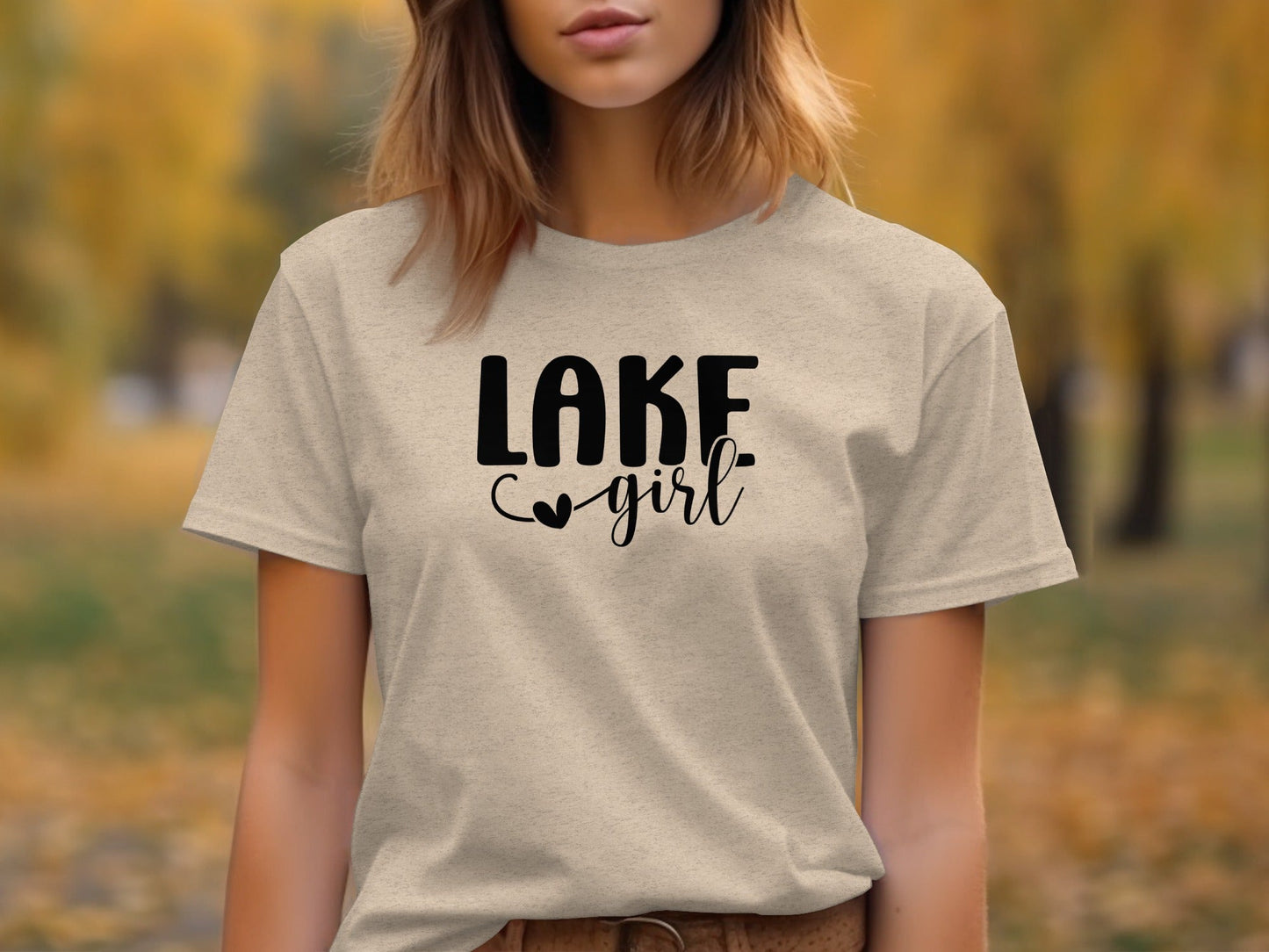 Lake Heart Girl Graphic Summer Vacation Outfit T-Shirt