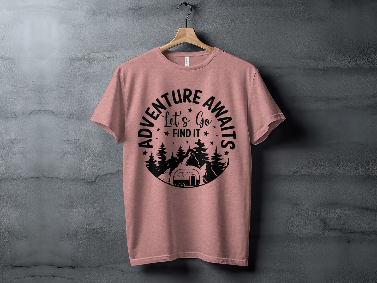 Adventure Awaits Let's Go Find It Silhouette Camper T-Shirt