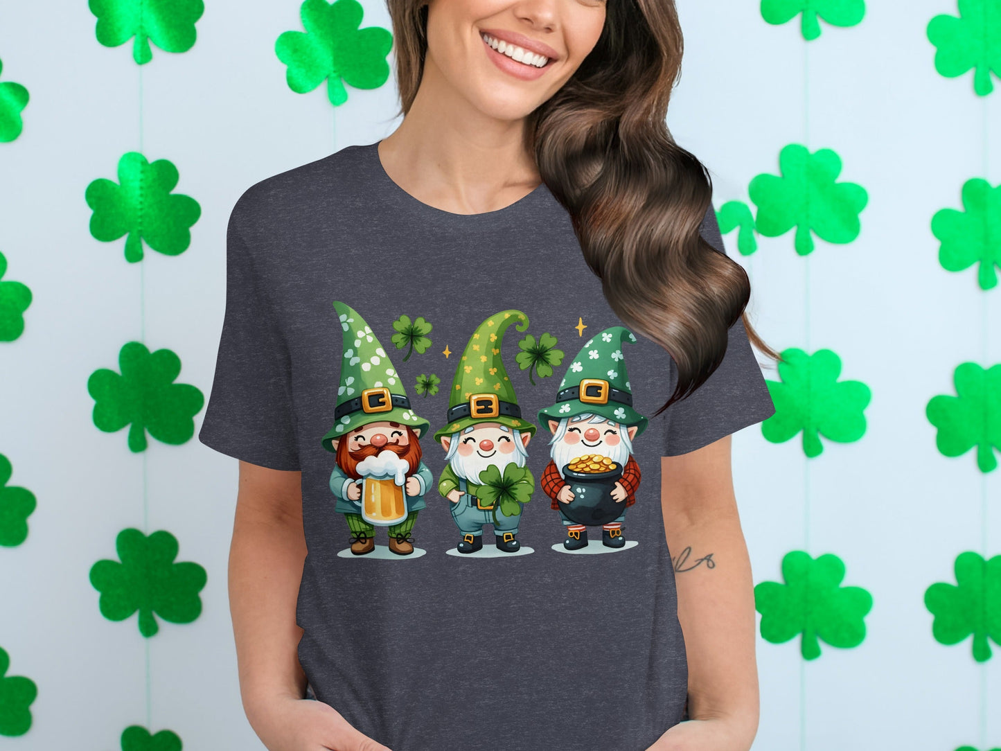 Lucky Gnome T-Shirts, St Patricks Day Shirt, Irish Gnome Shirt, Shamrock Shirt, St Paddys Day Apparel, Cute Gnomes T-Shirt