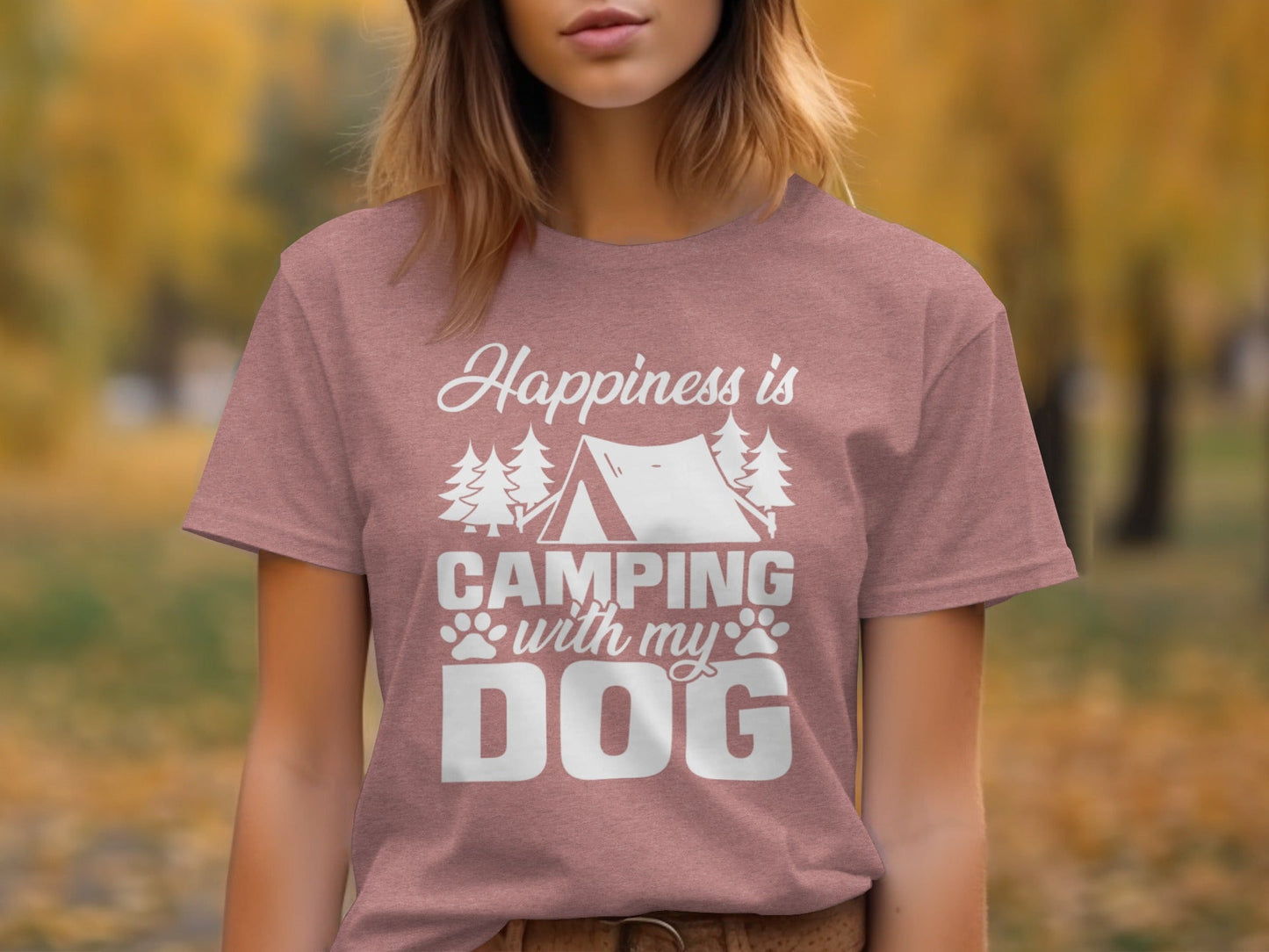Happiness is Camping with My Dog Awesome Graphic T-Shirt