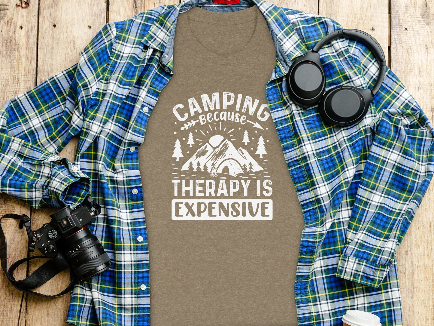 Camping Because Therapy Is Expensive Graphic T-Shirt