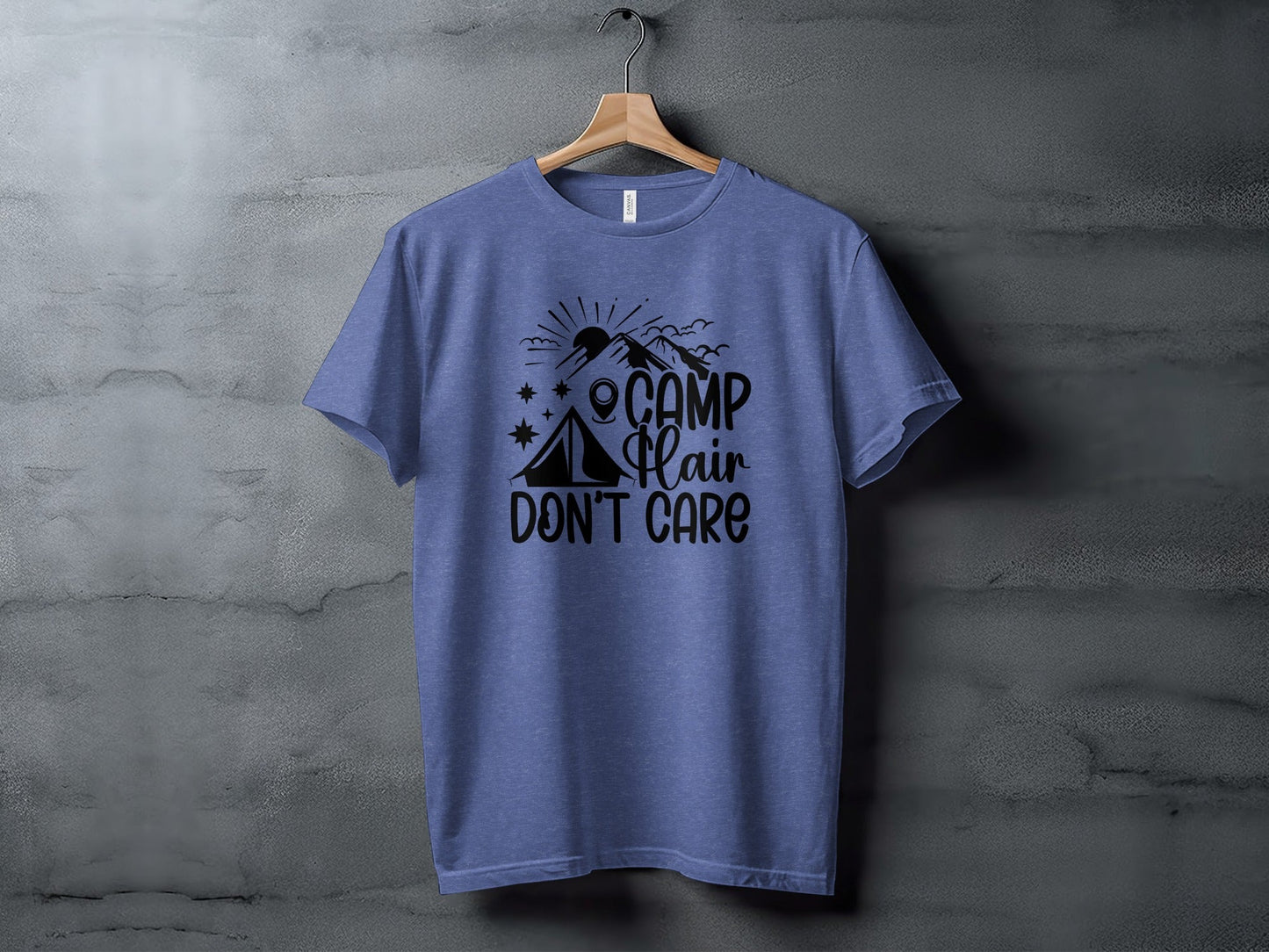 Camp Hair Dont Care with Mountain Scene Graphic T-Shirt