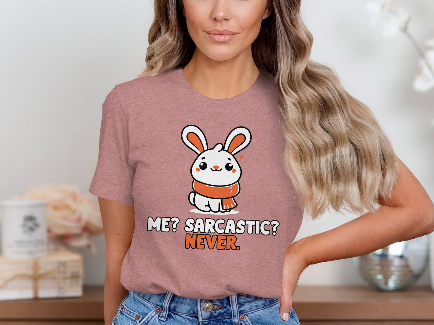 Sarcastic Bunny With Scarf Rabbit Cute Animal T-Shirt