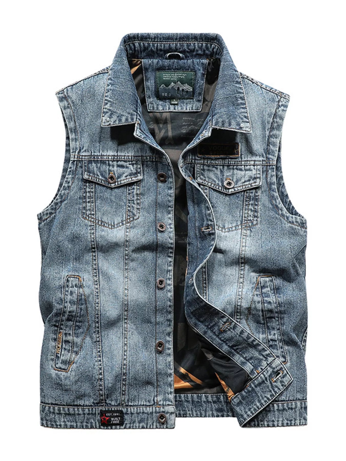 Men's Plus Size Button Up Denim Vest