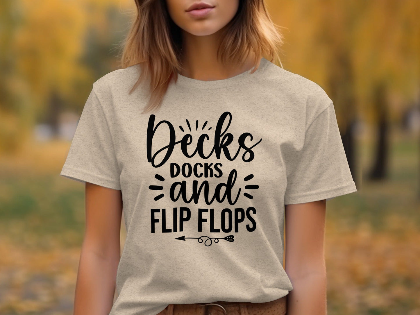 Decks Docks And Flip Flops Arrow Summer Funny T-Shirt