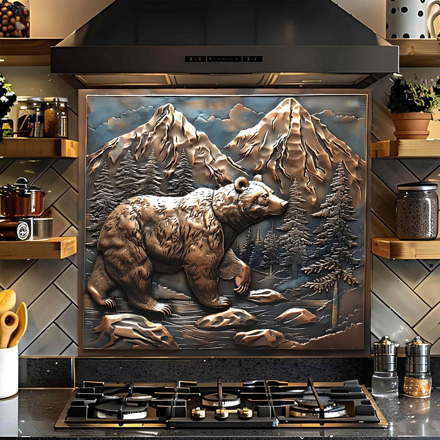 Mountain Wanderer – Tempered Glass Backsplash for Kitchen Stove |  Bear & Mountain Backsplash