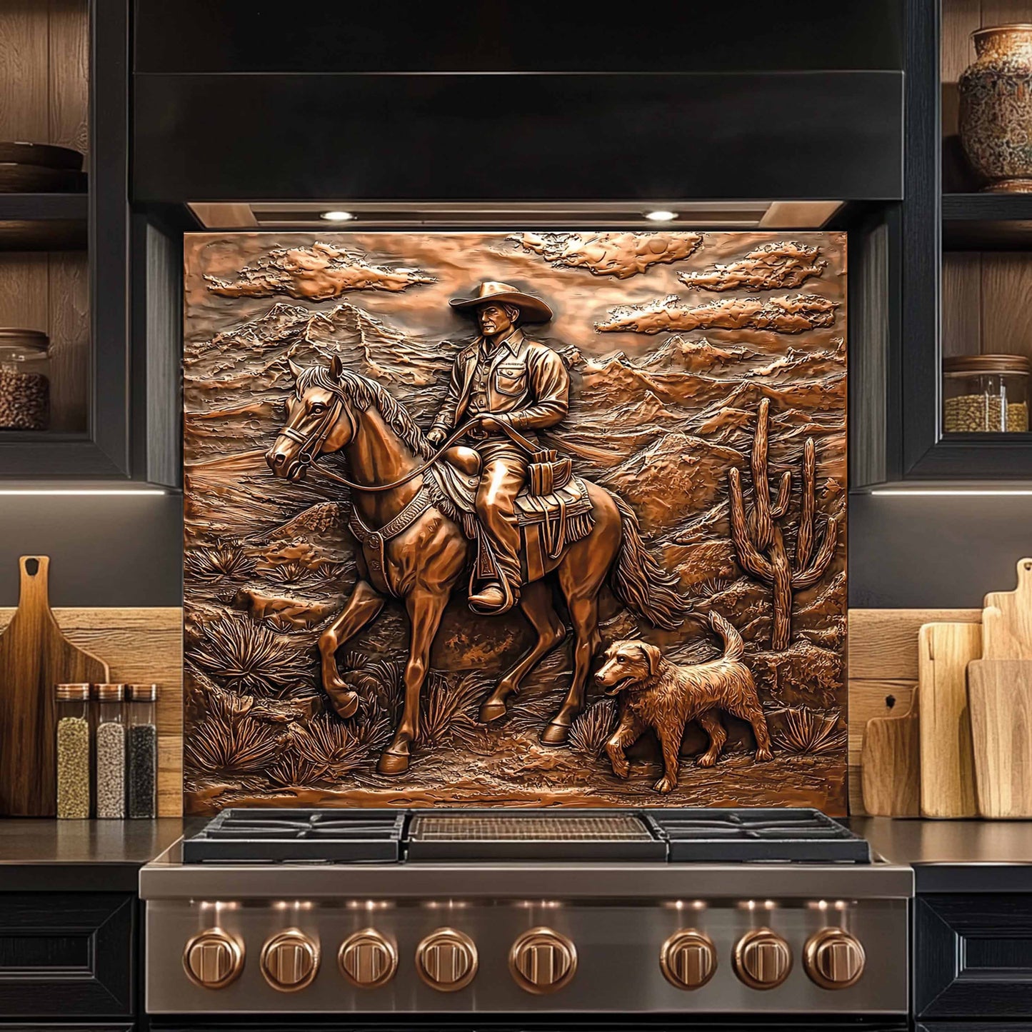 Copper Look Western Tempered Glass Backsplash – Kitchen Back splash Behind Stove