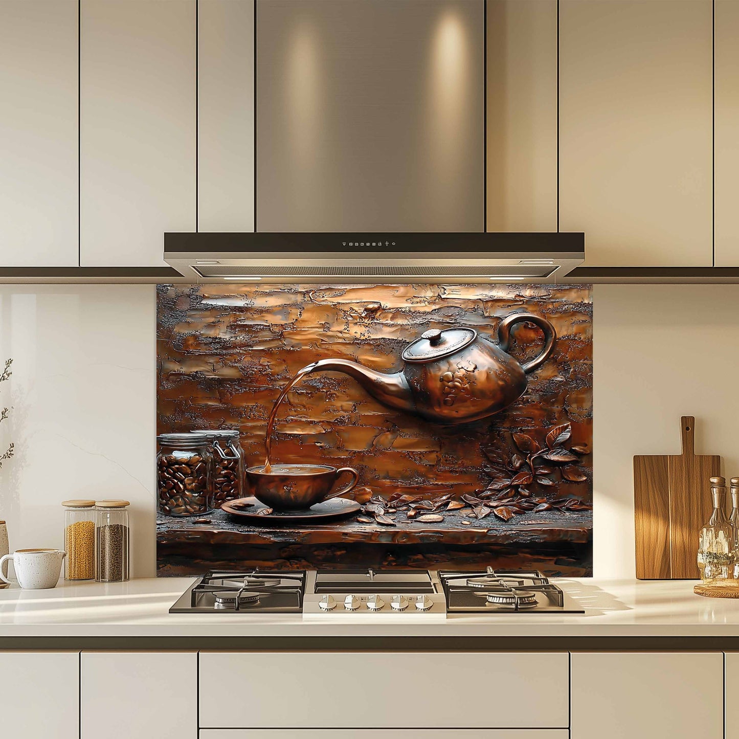 Copper Look Brew Tempered Glass Backsplash – Rustic Kitchen Backsplash Behind Stove