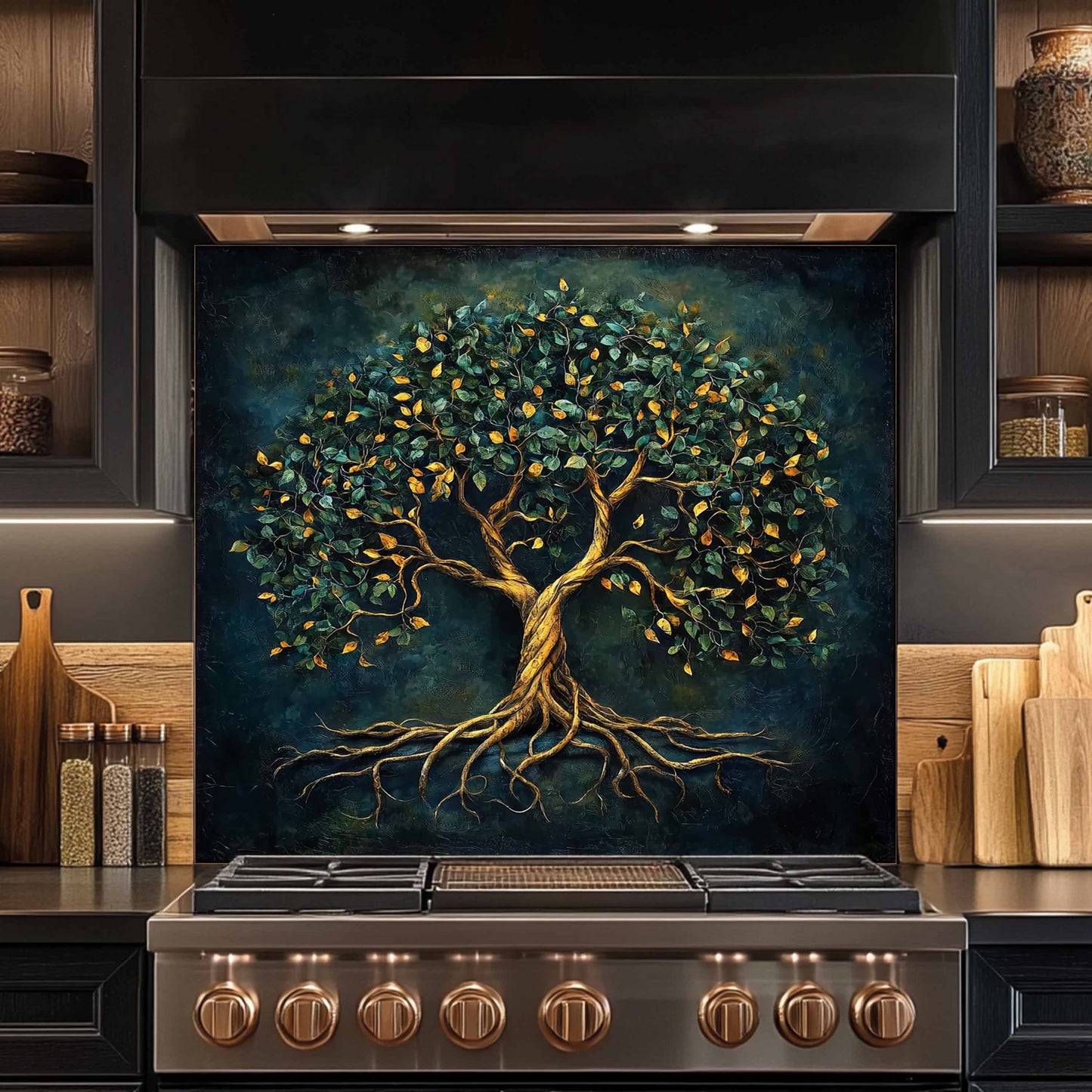 Emerald Tree Tempered Glass Backsplash – Kitchen Backsplash for Stove