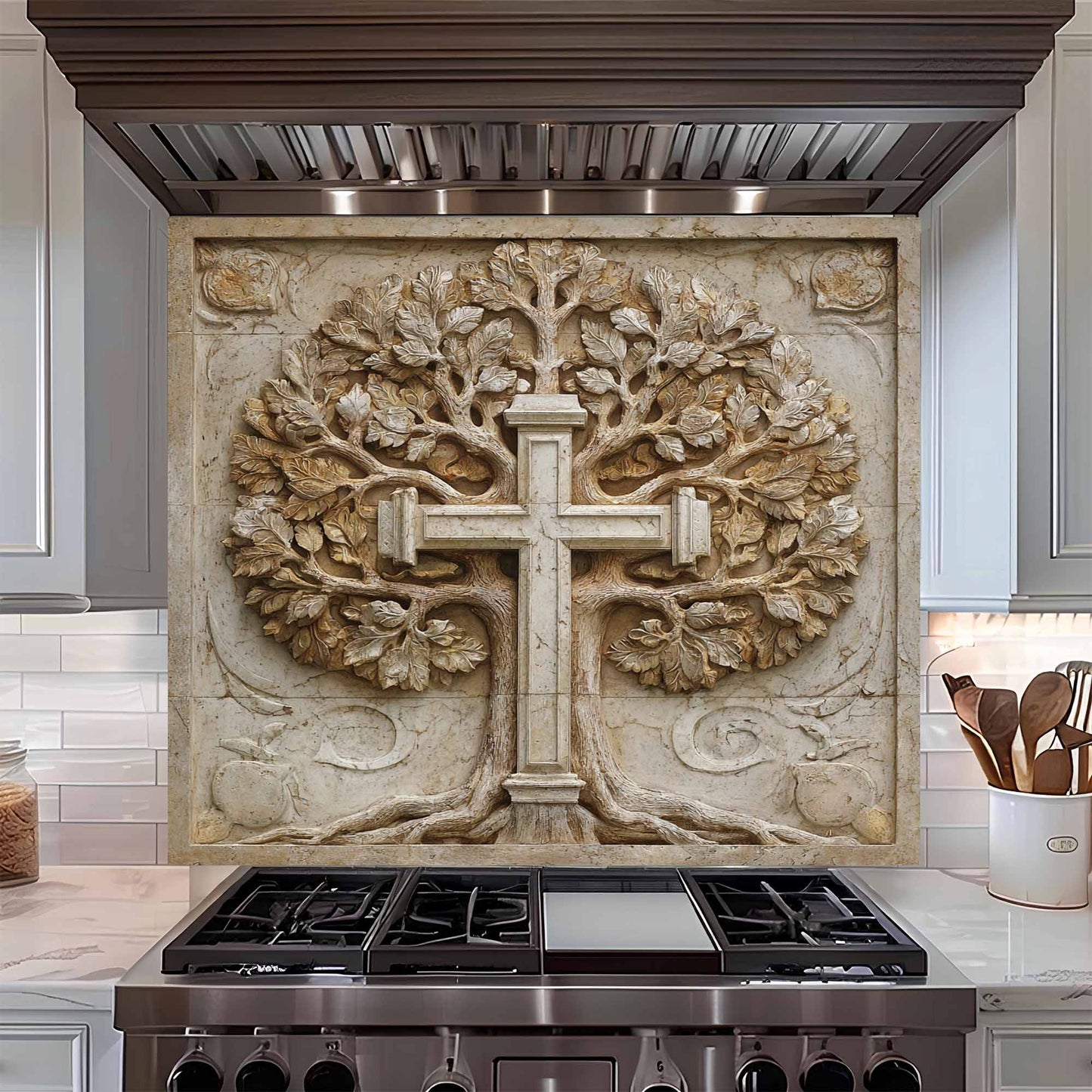 Faith Root Tempered Glass Backsplash – Tree of Life Kitchen Backsplash