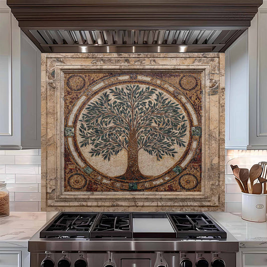 Sacred Mosaic Tempered Glass Backsplash – Tree of Life Kitchen Backsplash