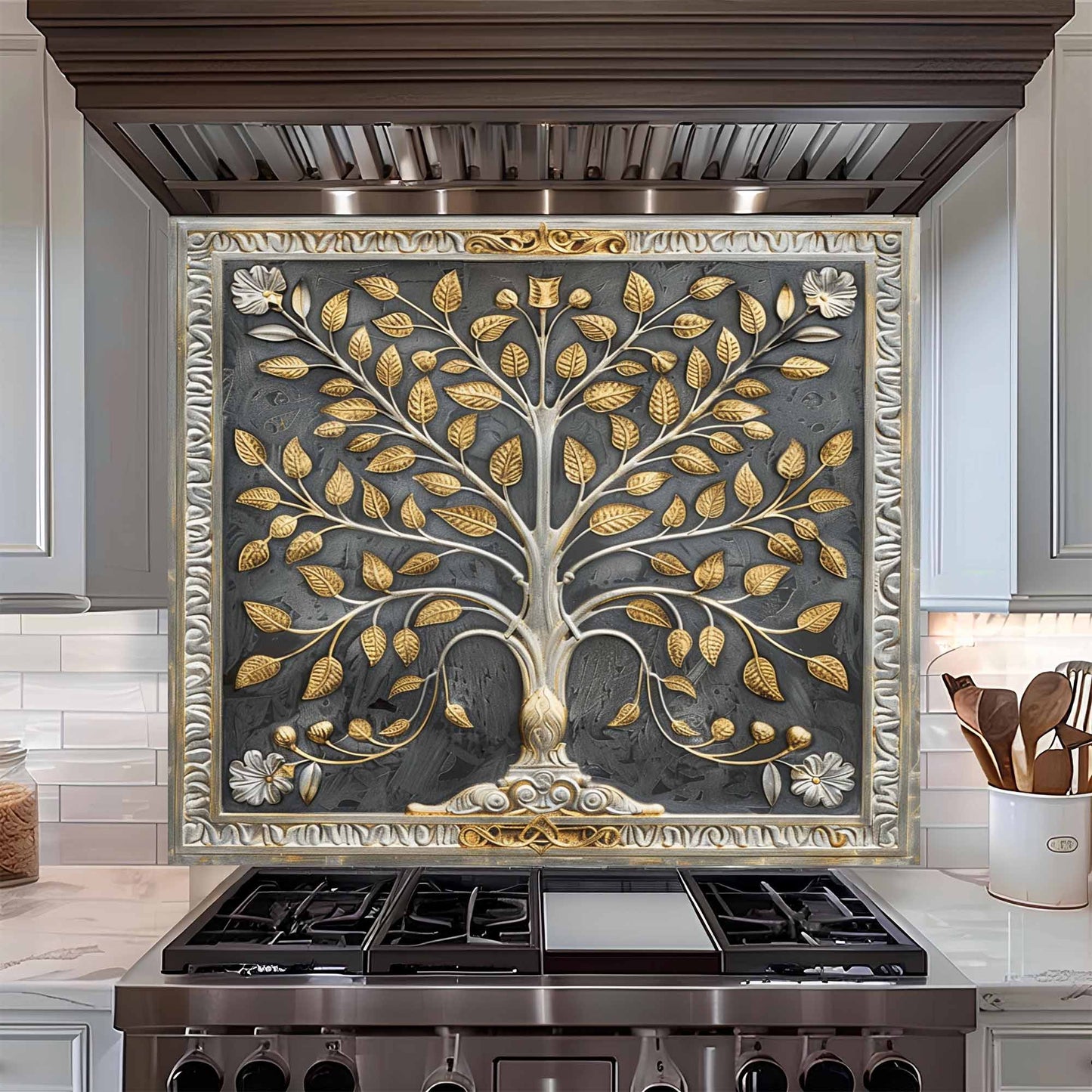 Ornate Roots Glass Backsplash – Tree of Life Kitchen Backsplash