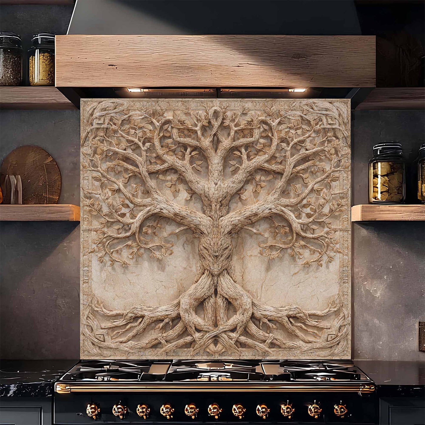 Sacred Unity Tempered Glass Backsplash – Behind Stove Backsplash