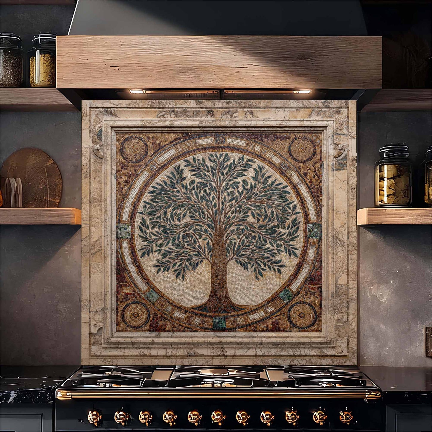 Sacred Mosaic Tempered Glass Backsplash – Tree of Life Kitchen Backsplash