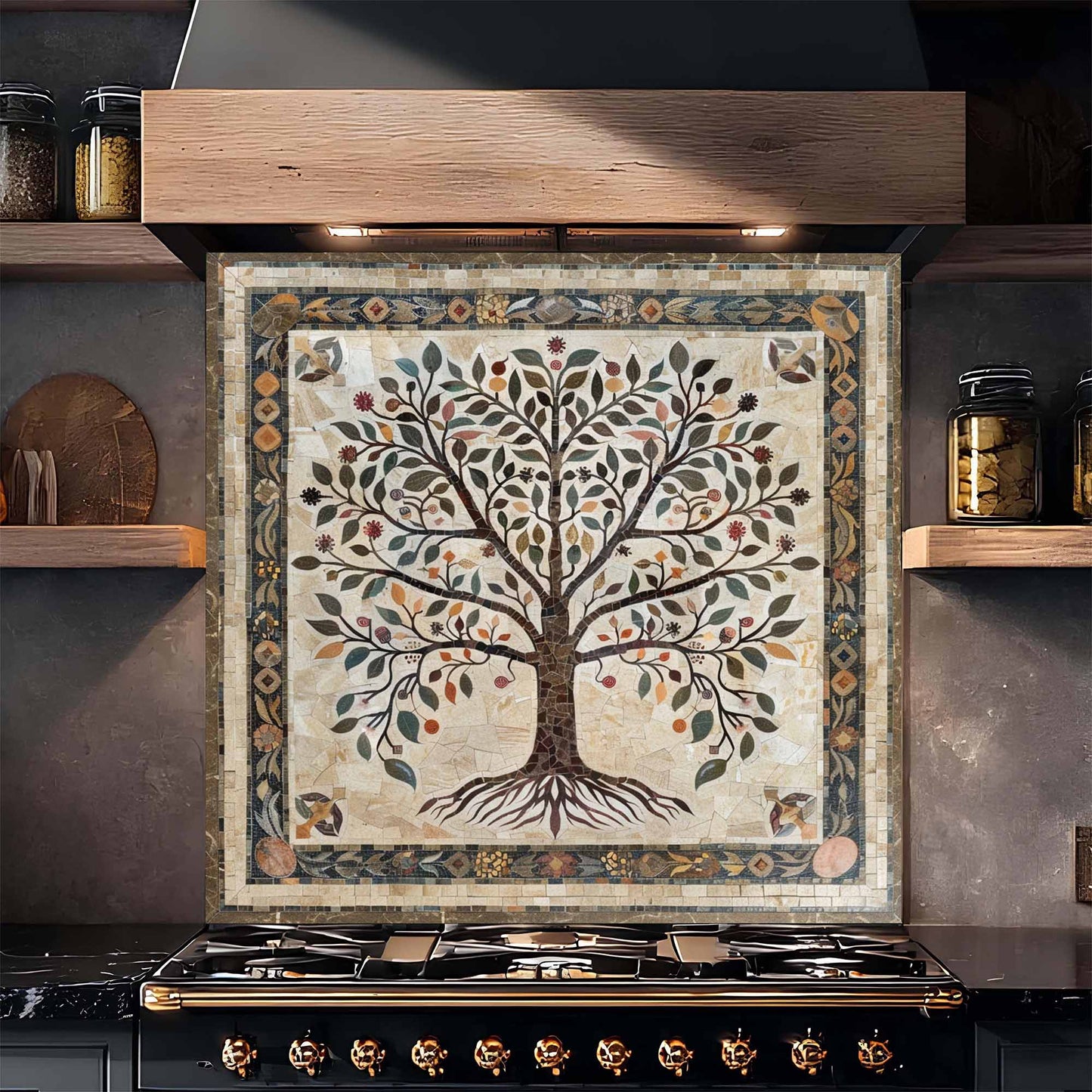 Rooted Bloom Tempered Glass Backsplash –  Tree of Life Kitchen Backsplash