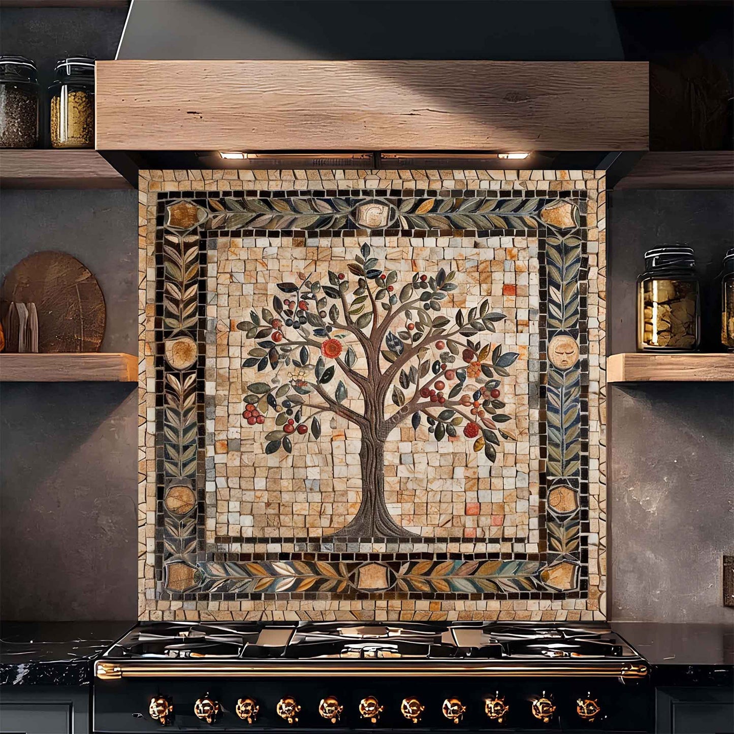 Fruit Mosaic Tempered Glass Backsplash –  Tree of Life Kitchen Backsplash