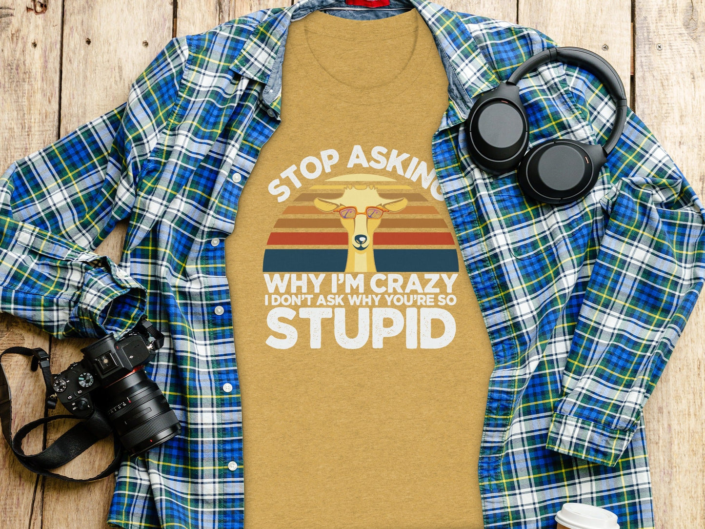 Stop Asking Why I'm Crazy Funny Llama Graphic T-Shirt
