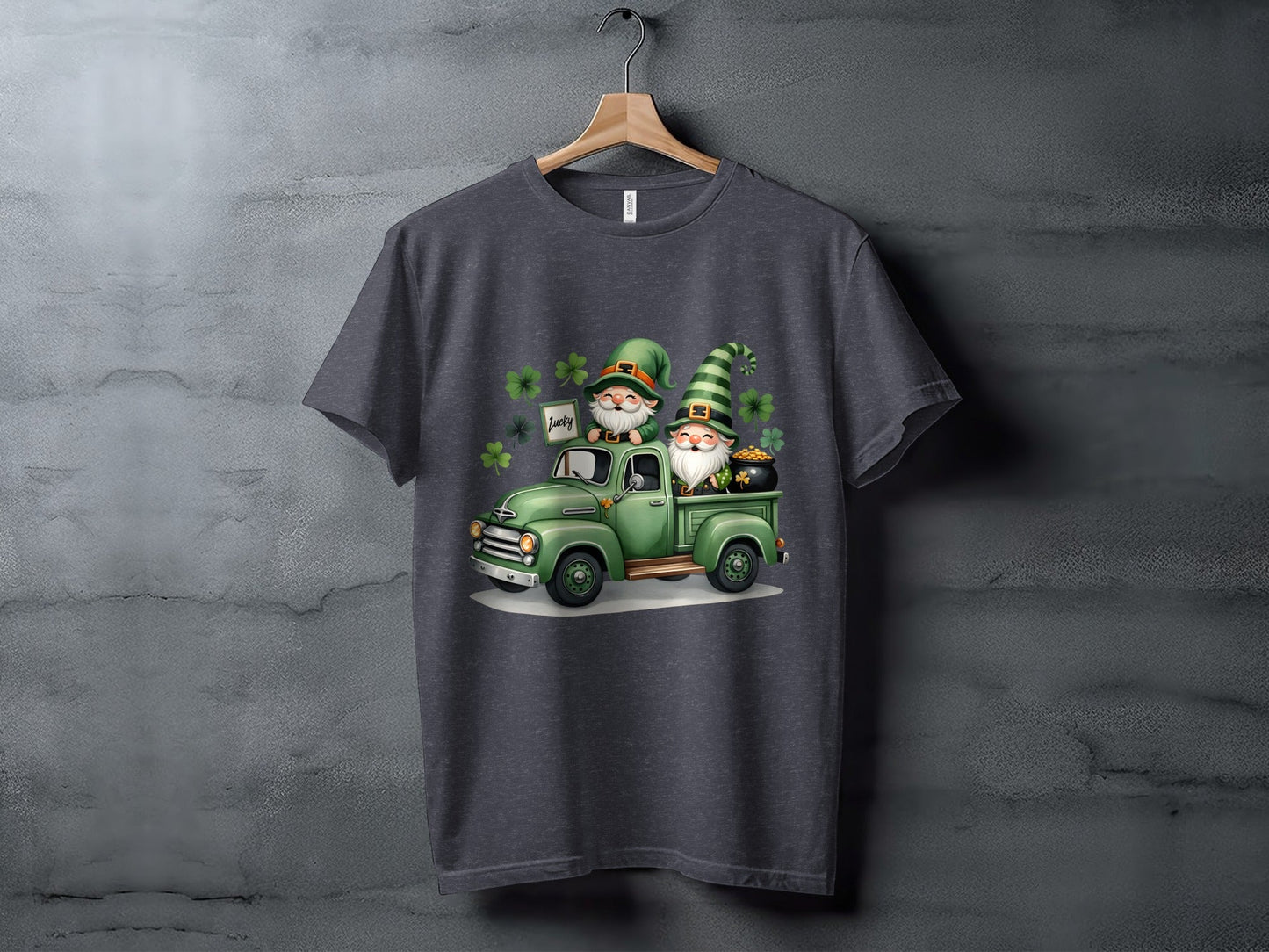 St Patricks Day T-Shirts, Lucky Gnomes, Green Truck, Four Leaf Clover, Irish, Leprechaun, Holiday, Festive, Cute