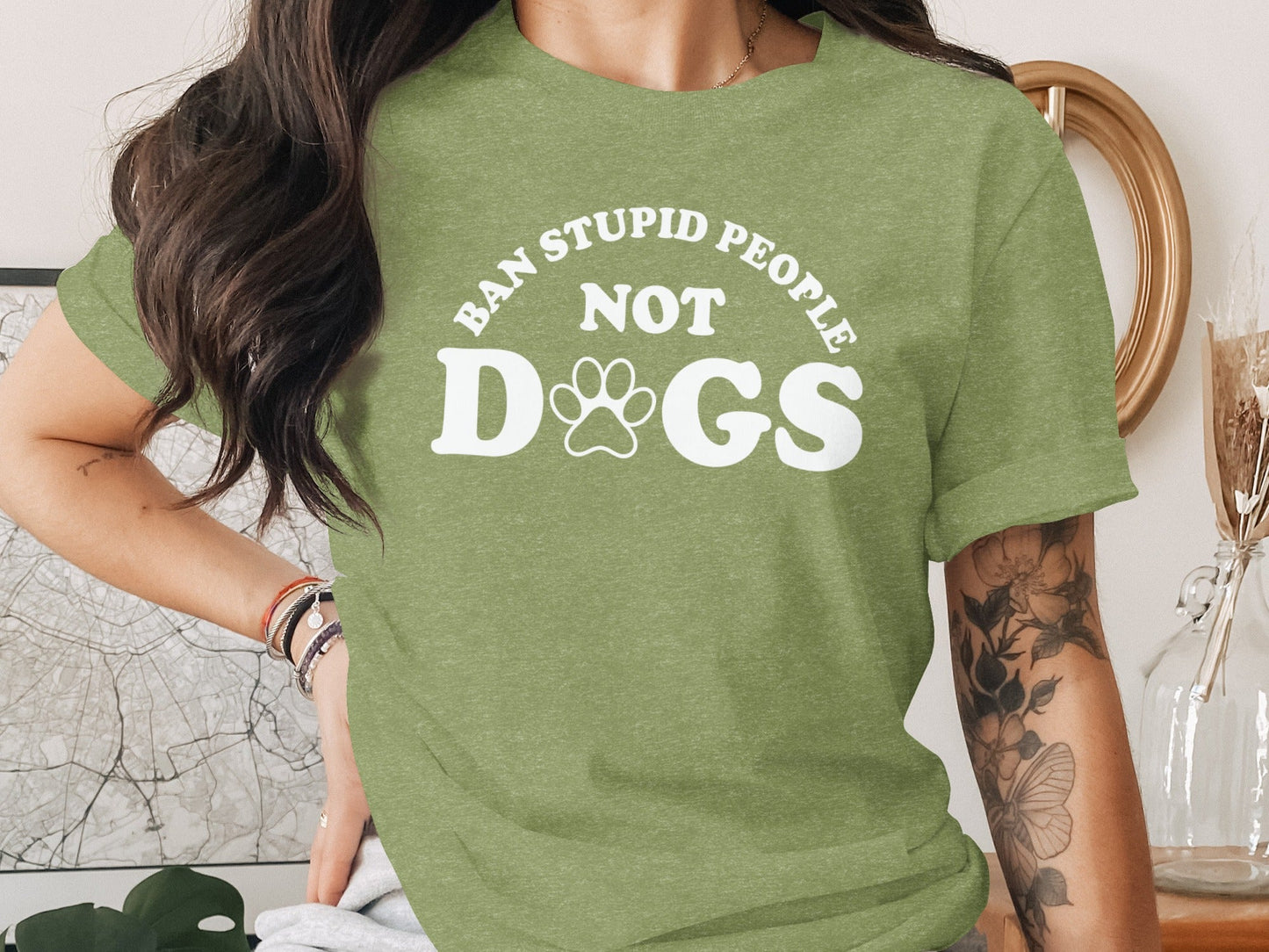 Ban Stupid People Not Dogs Funny Slogan Statement T-Shirt