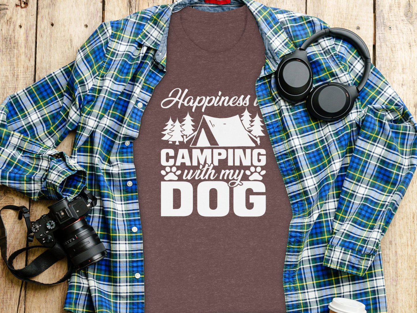 Happiness is Camping with My Dog Awesome Graphic T-Shirt