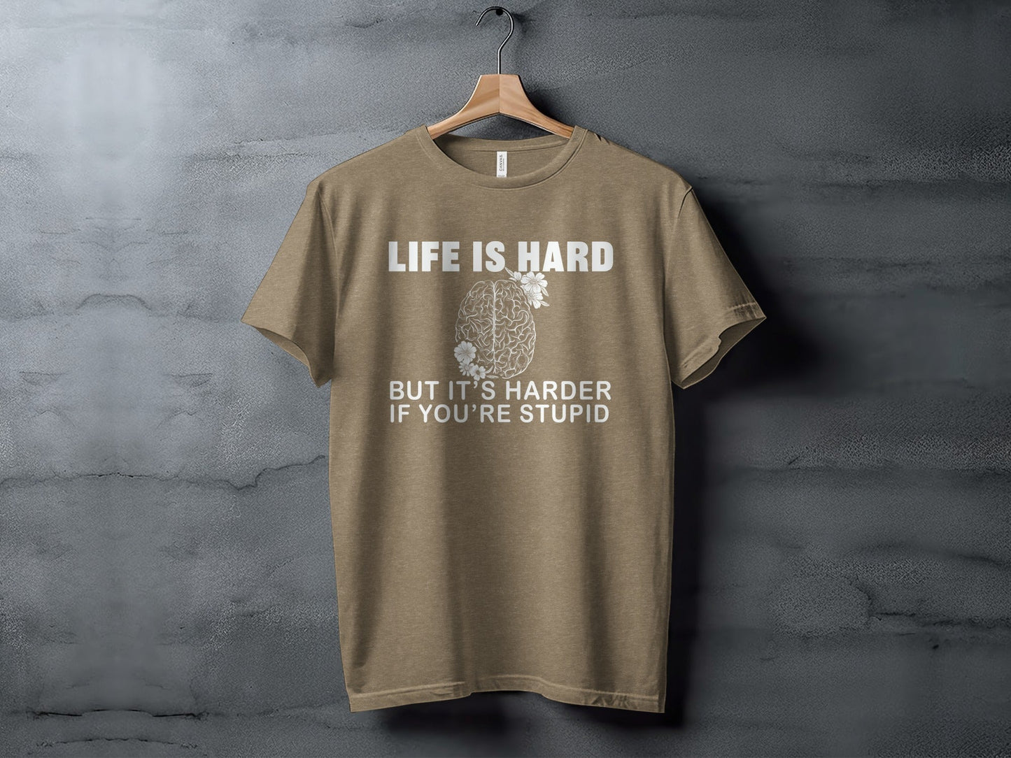 Life is Hard Brain With Flowers Graphic Novelty T-Shirt